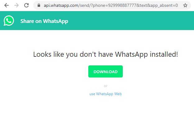 Whatsapp click to chat feature
