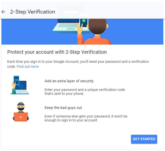 Google Account security with two-factor authentication