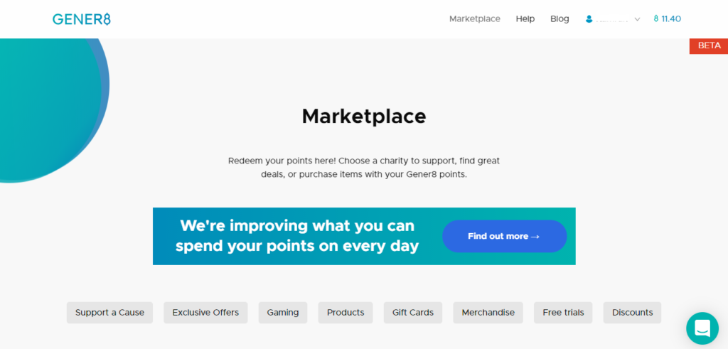 Gener8 browser Marketplace