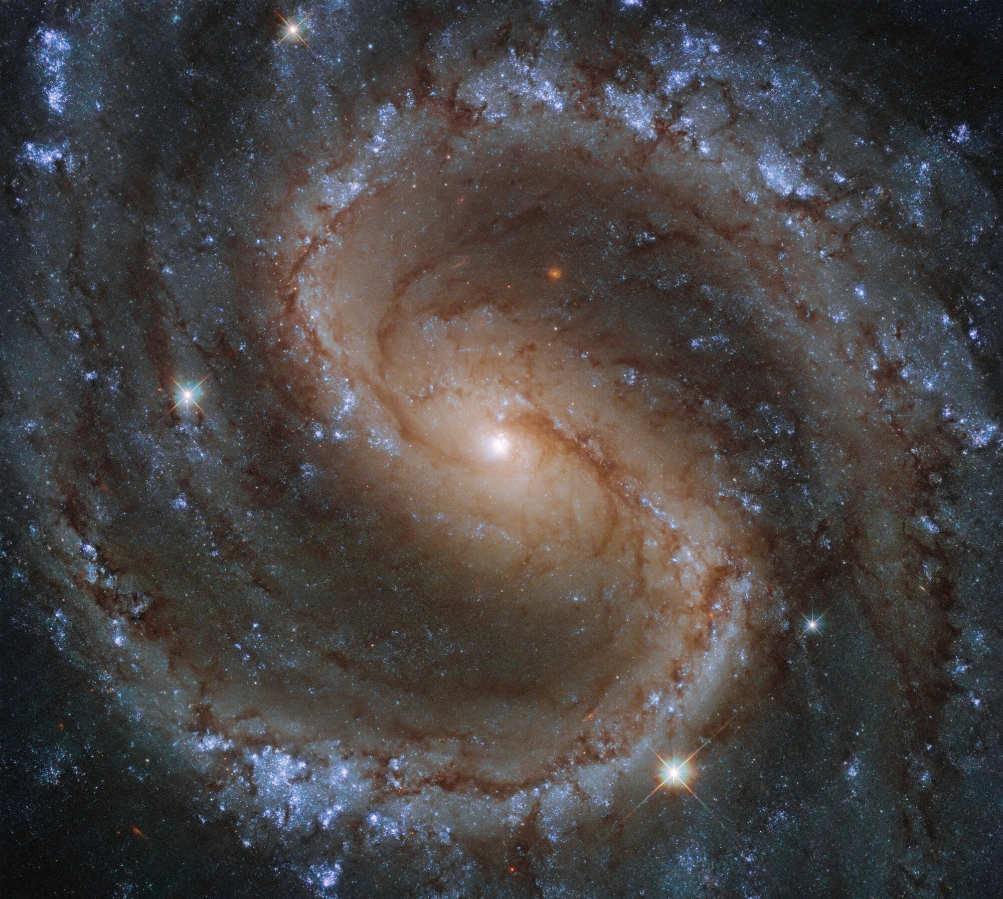 In this photo of the "Lost Galaxy," NGC 4535, the blue stretching out along the spirals signals younger stars while the yellow in the center denotes older stars.