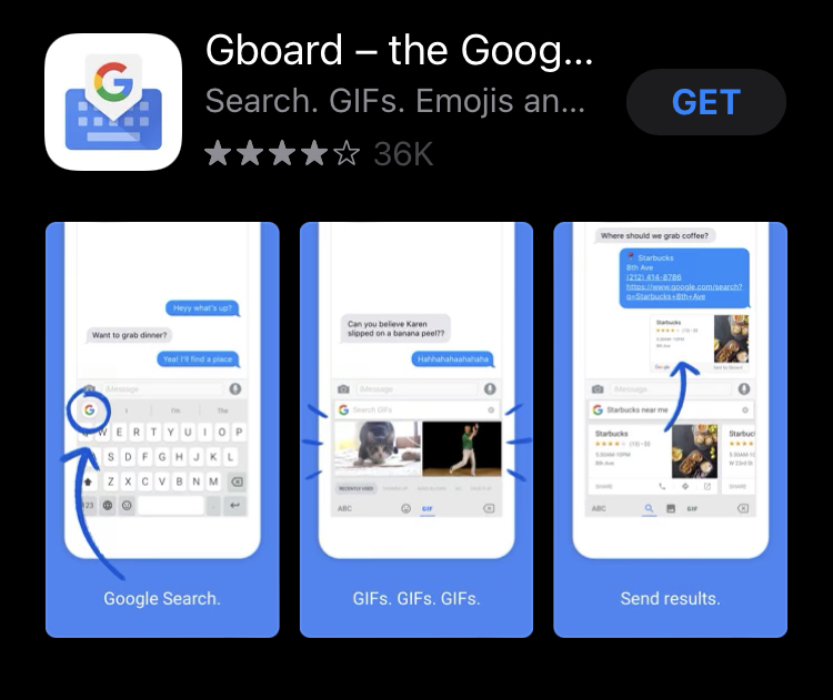 Gboard description on App Store.