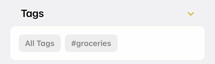 screenshot of tags on iphone notes app