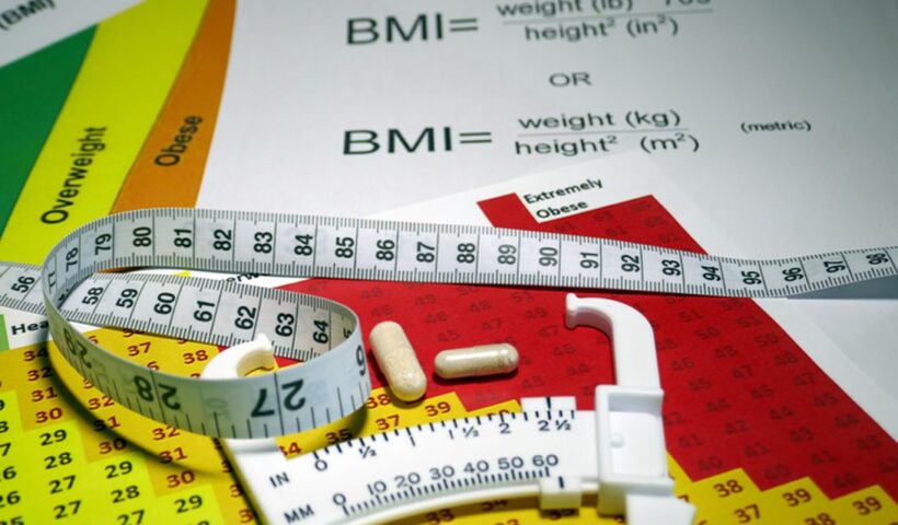 BMI chart and measuring tape