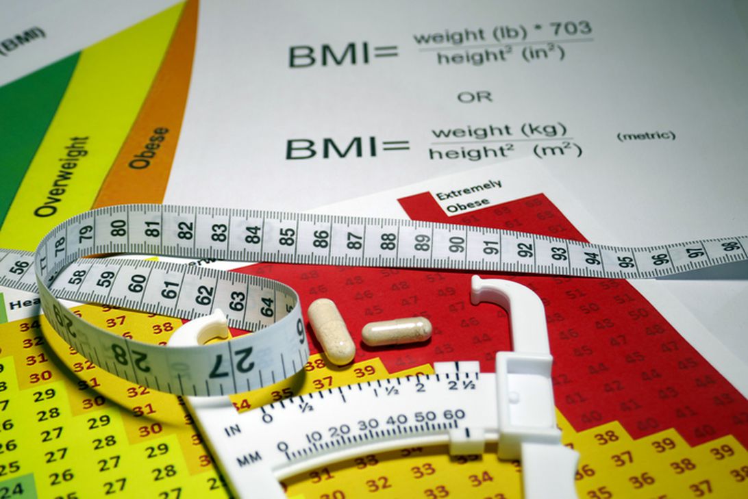 BMI chart and measuring tape