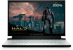 Alienware m15 R4 15-inch gaming laptop with Halo video game on screen.