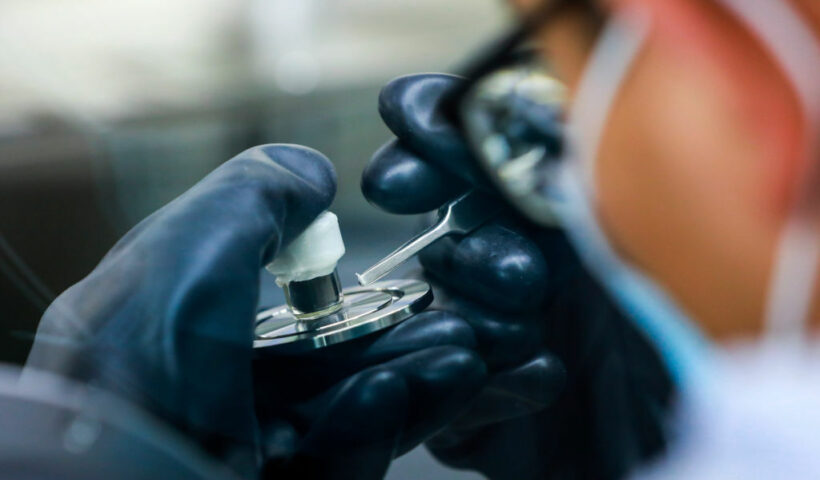 A researcher studying lunar soil