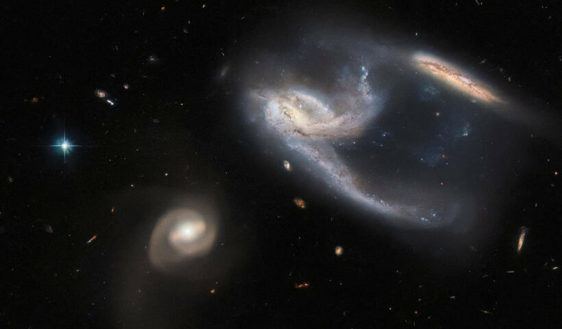 Image of three galaxies, capture by NASA's Hubble Space Telescope