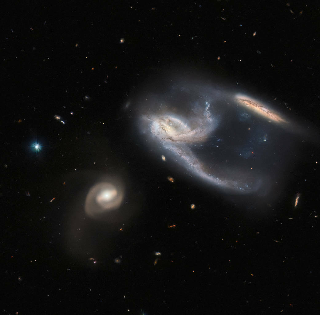 Image of three galaxies, capture by NASA's Hubble Space Telescope