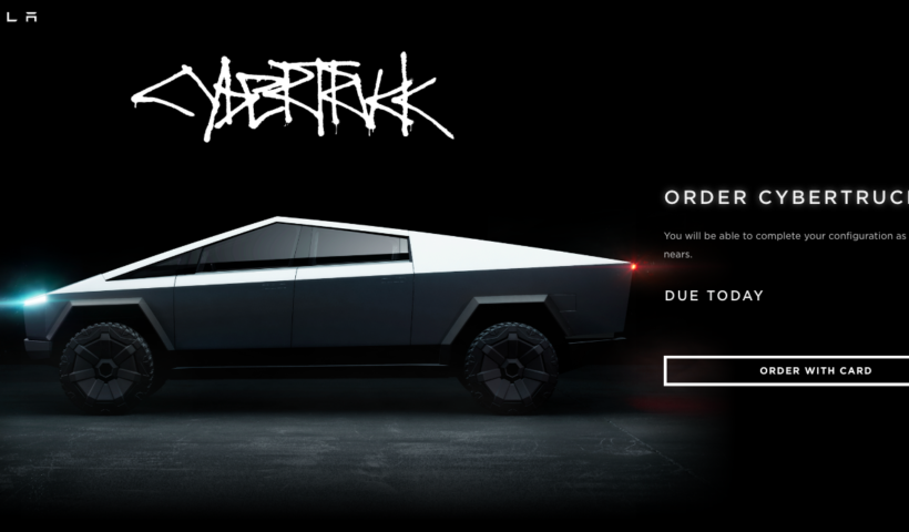 A screenshot of the Tesla Cybertruck website.