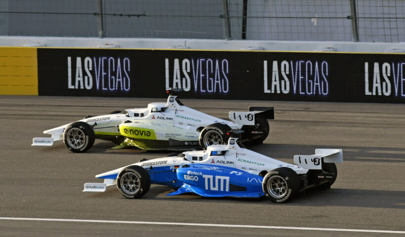 Watch high-speed autonomous race cars go head-to-head on the track