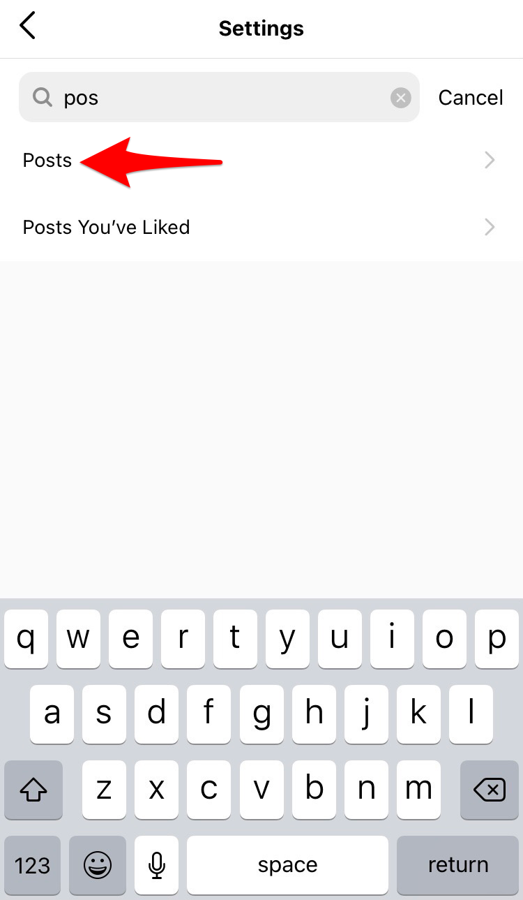 screenshot of instagram app settings