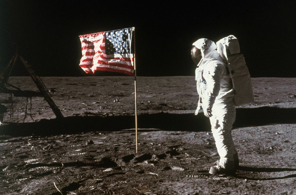 Astronaut Buzz Aldrin exploring the moon