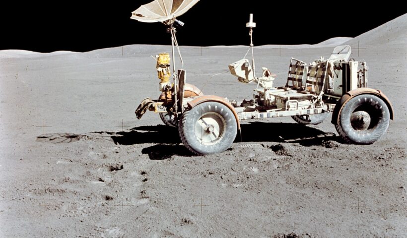 the lunar roving vehicle on the moon