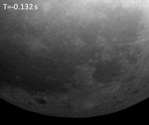 an object striking the dark side of the moon