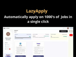 Lazyapply home page on black background under lazyapply ad text