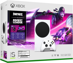box art for the xbox series s fortnite and rocket league bundle