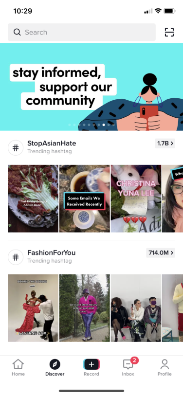 A screenshot of the TikTok Discover page shows a digital literacy panel.