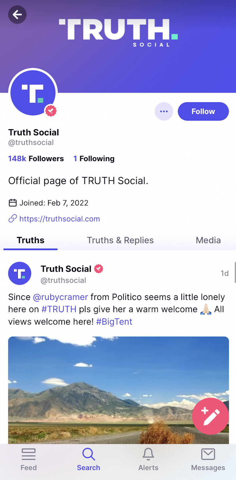 Truth Social profile