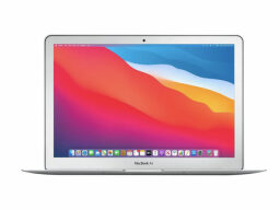 Silver macbook with colorful screen