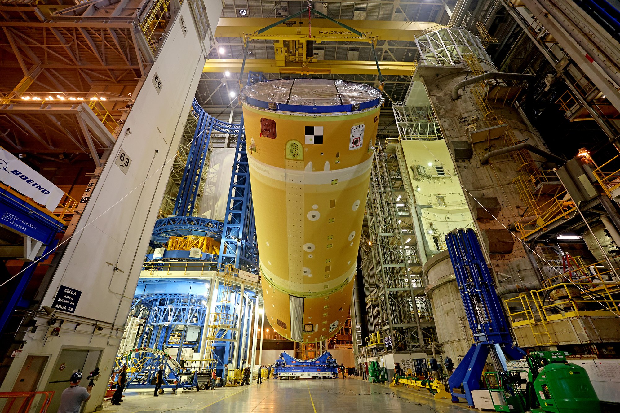 Boeing joining the upper part of the SLS rocket