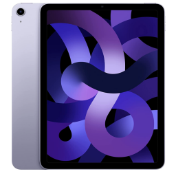 Purple ipad in front and back view with purple patterns on screen