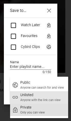 Pop-up menu for naming a new playlist