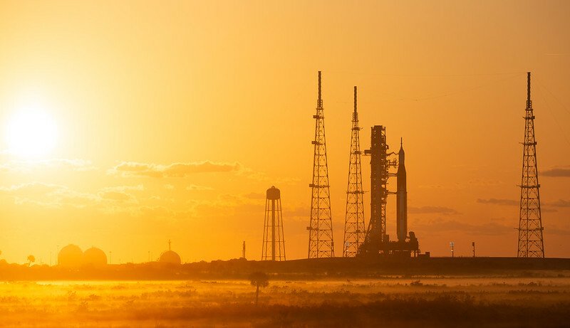 NASA's SLS megarocket on the launchpad.