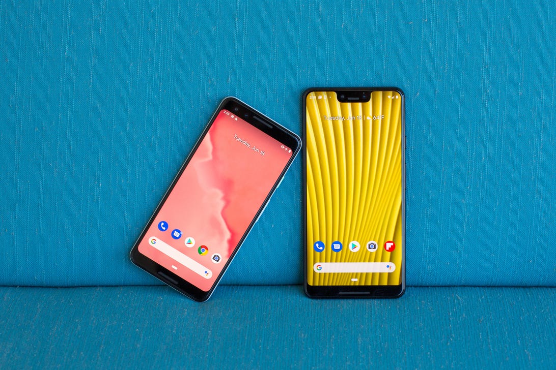 Google Pixel 3 next to the Pixel 3 XL