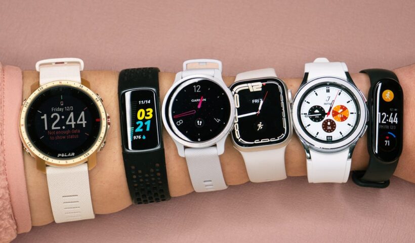 Various smartwatches on one wrist