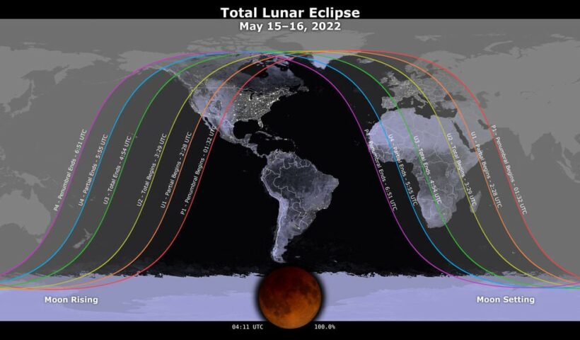 the total lunar eclipse visibility on May 15-16 2022