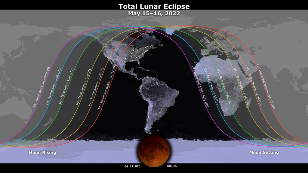 the total lunar eclipse visibility on May 15-16 2022