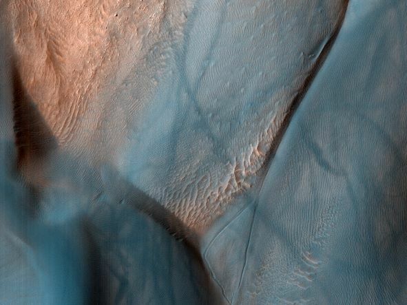 dust devil tracks in a Mars crater