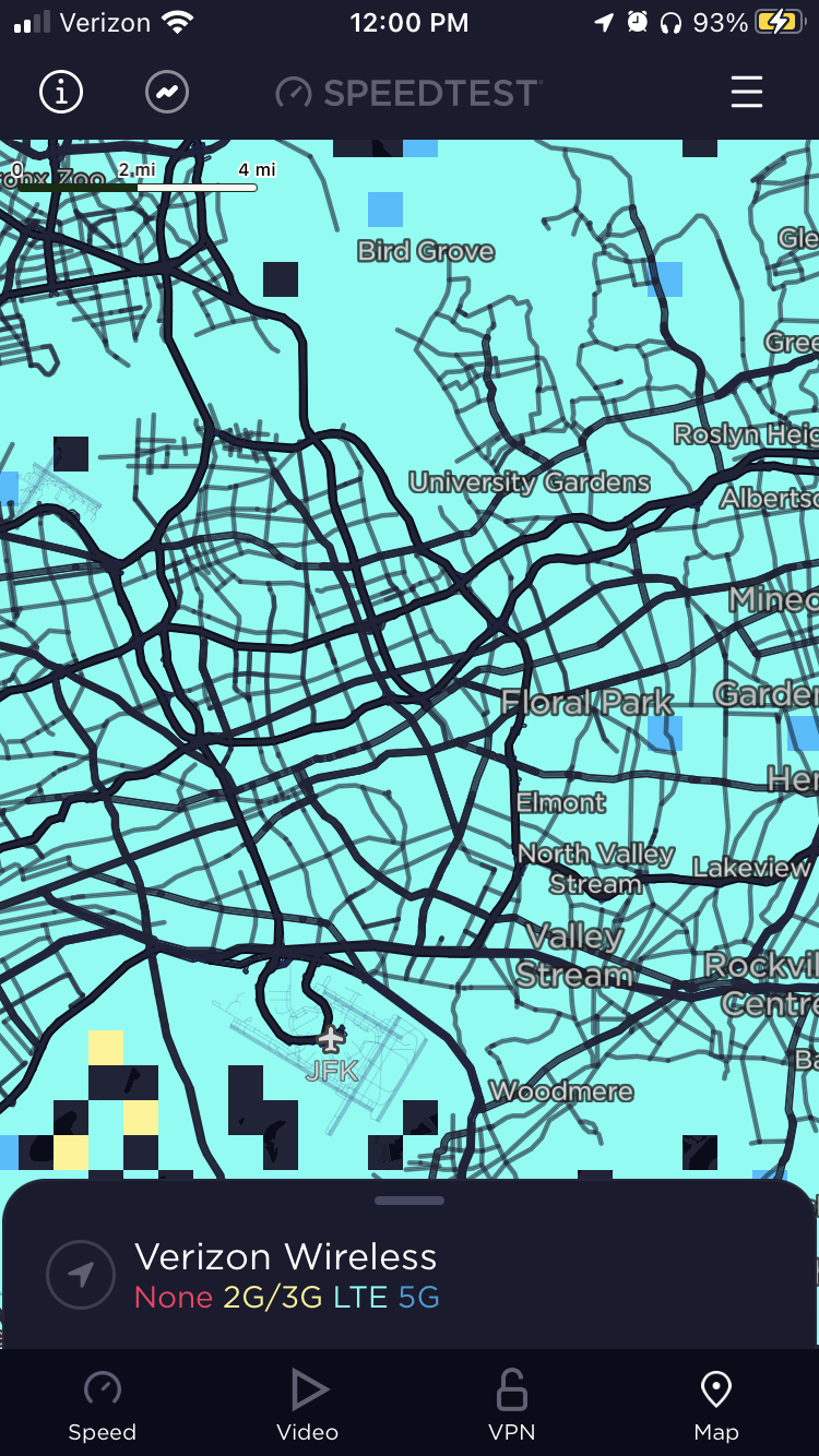 Most common network map in Speedtest