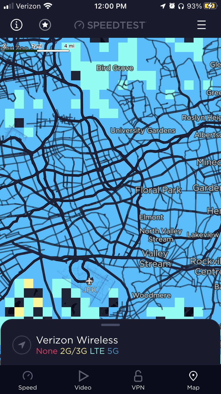 5G coverage map for Queens, NY