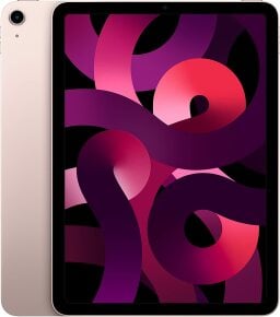 Pink iPad with swirly pattern on screen