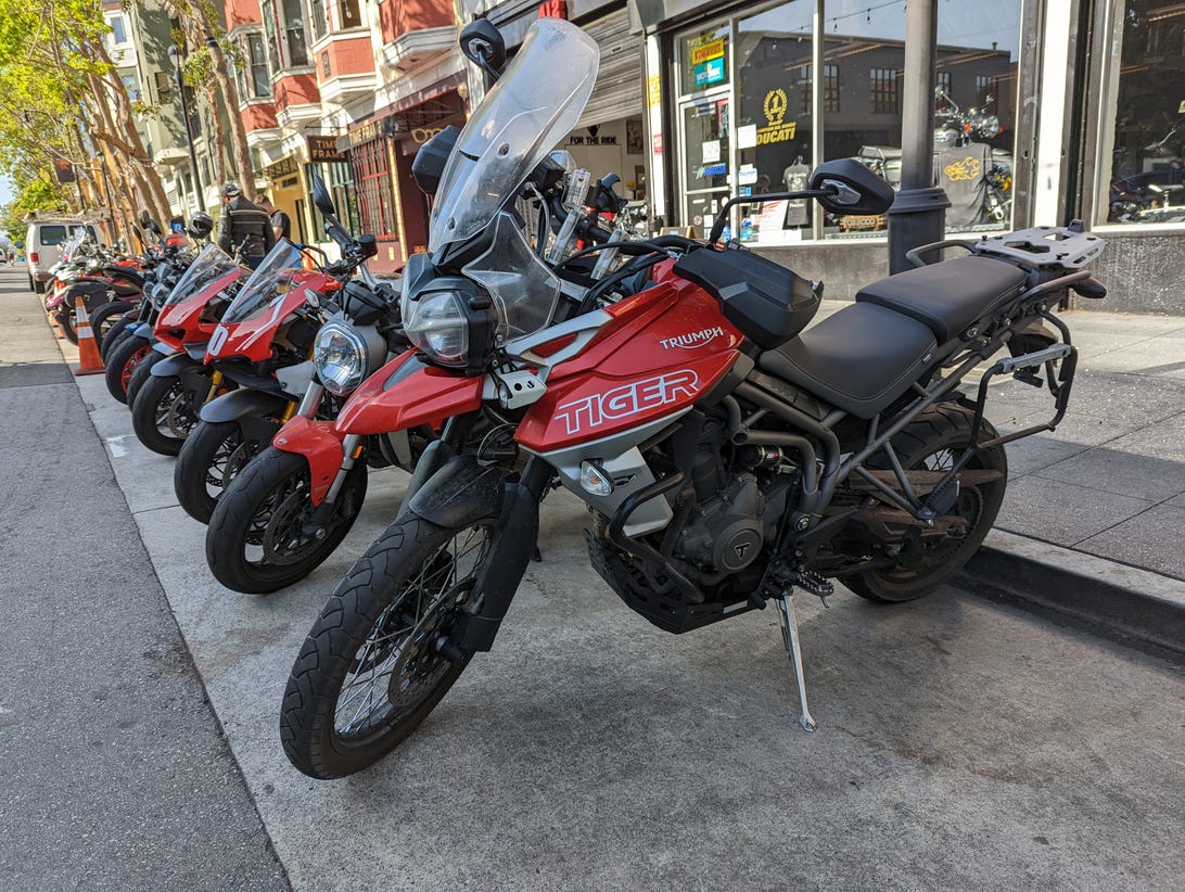 Photo from the Pixel 6 Pro of a bunch of red motorcycles