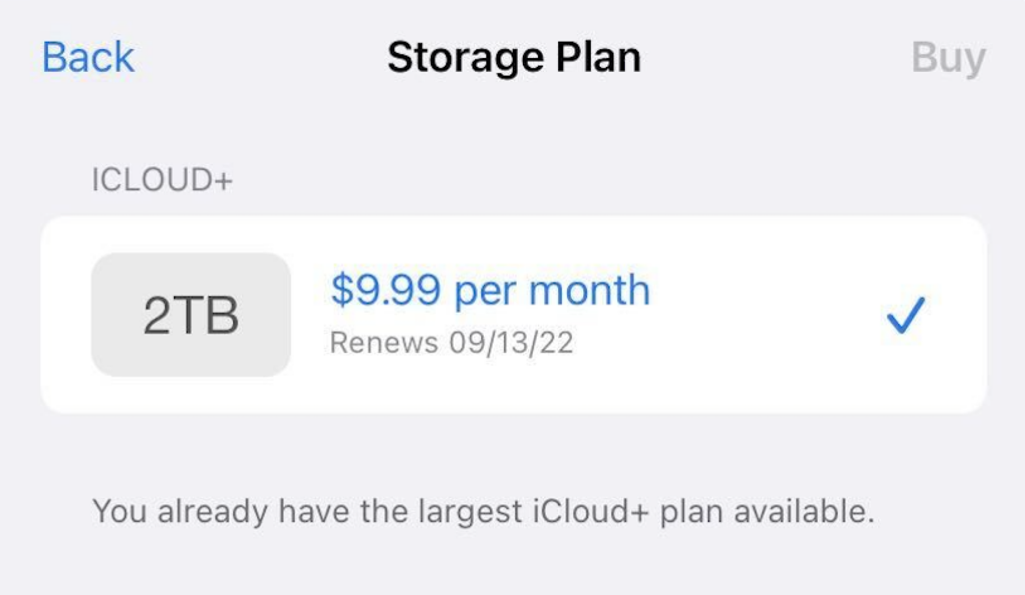 iPhone iCloud+ storage plan